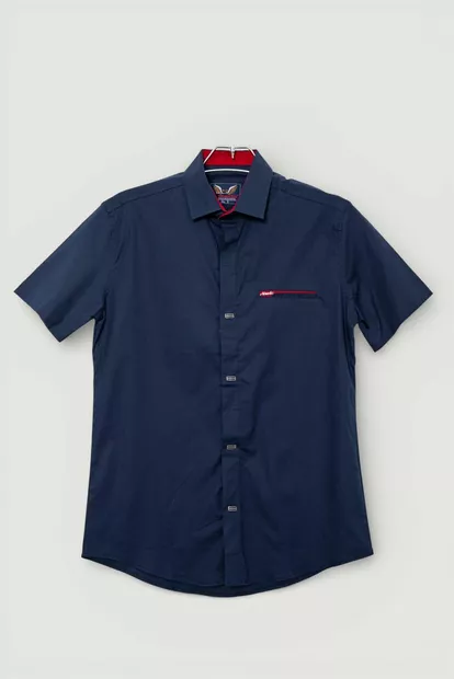 Мужская рубашка однотонная, цвет сине-красный, 186R7008