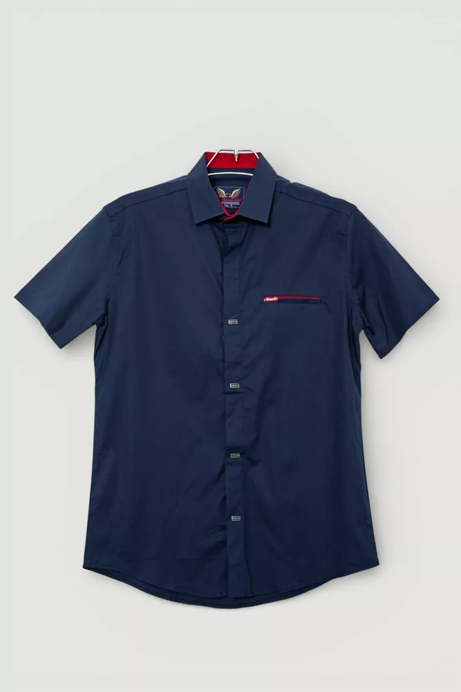 Купить Мужская рубашка однотонная, цвет сине-красный, 186R7008 - Фото №1