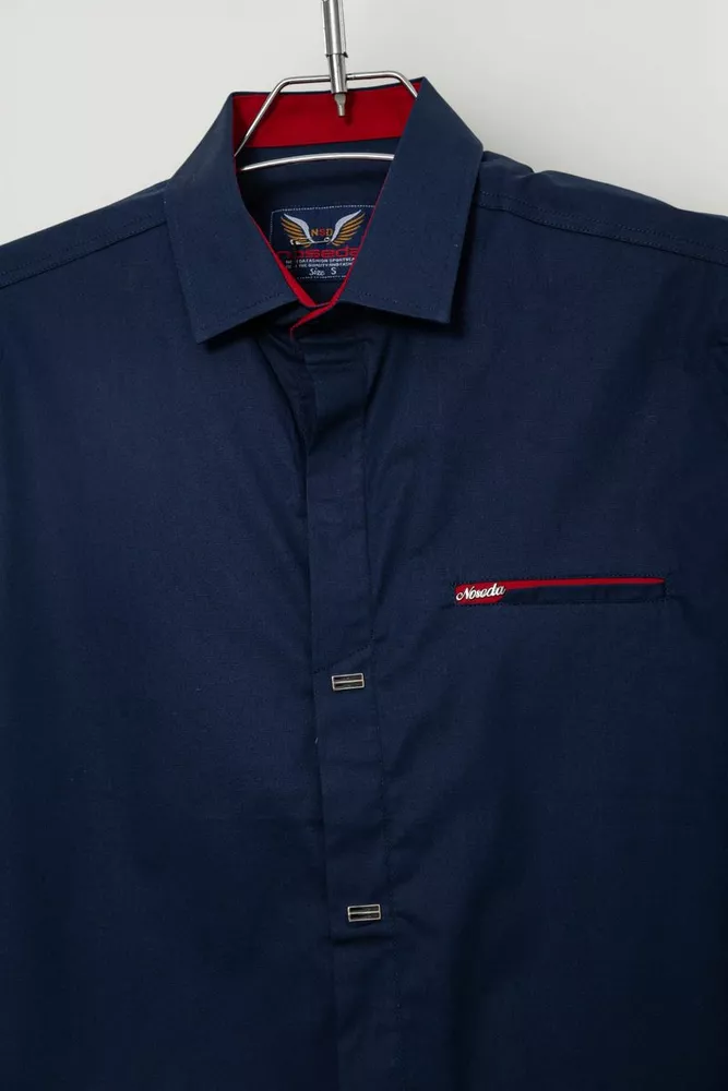 Купить Мужская рубашка однотонная, цвет сине-красный, 186R7008 - Фото №2