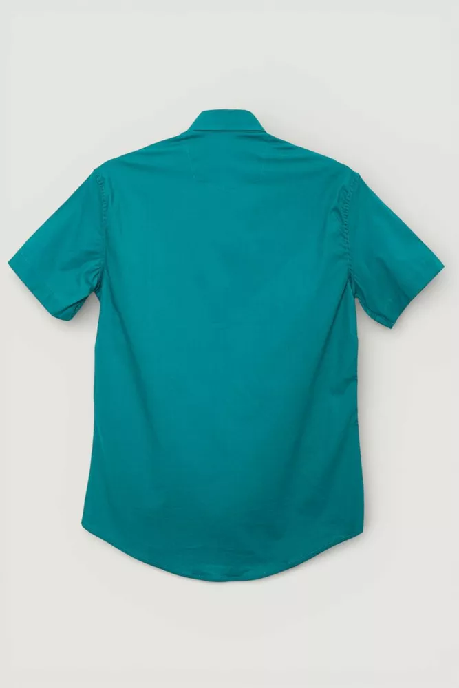 Купить Мужская рубашка однотонная, цвет темно-зеленый, 186R7008 - Фото №3