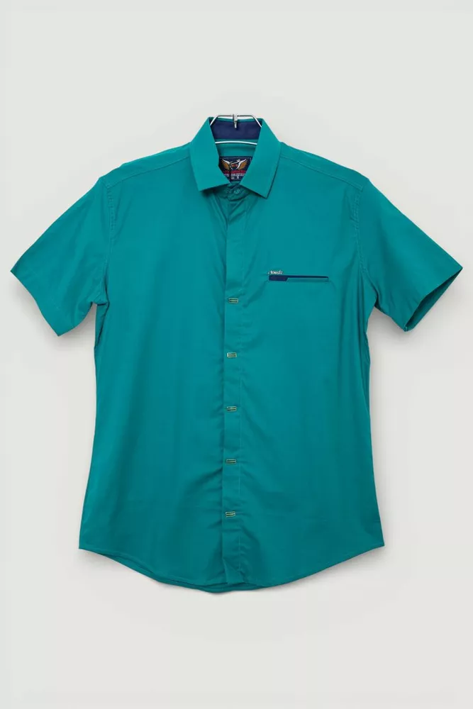 Купить Мужская рубашка однотонная, цвет темно-зеленый, 186R7008 - Фото №1