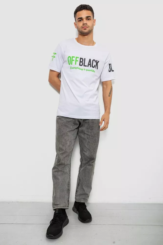 Купить Футболка мужская с принтом, цвет белый, 244R1015 - Фото №2