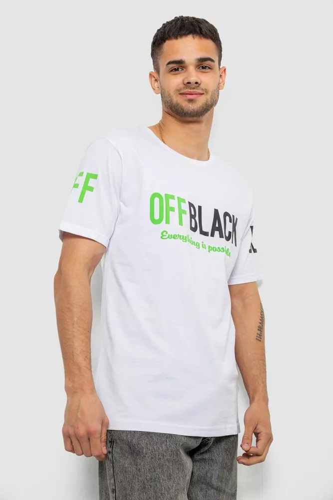 Купить Футболка мужская с принтом, цвет белый, 244R1015 - Фото №3