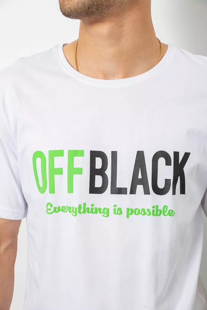 Купить Футболка мужская с принтом, цвет белый, 244R1015 - Фото №5