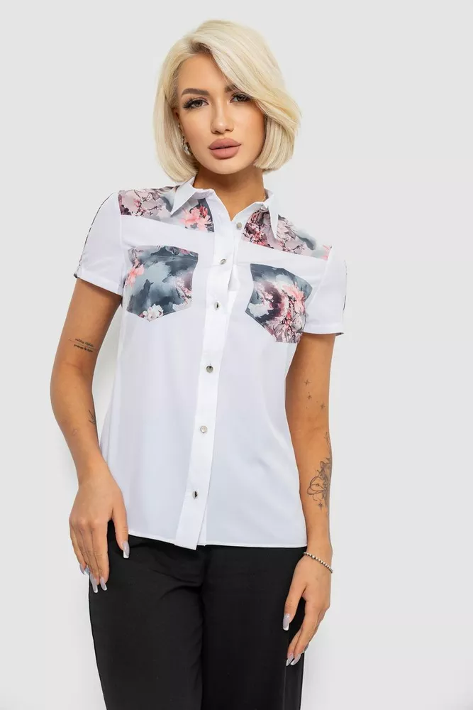 Купити Сорочка класична з принтом  -уцінка, колір білий, 230R7211-2-U-12 - Фото №1