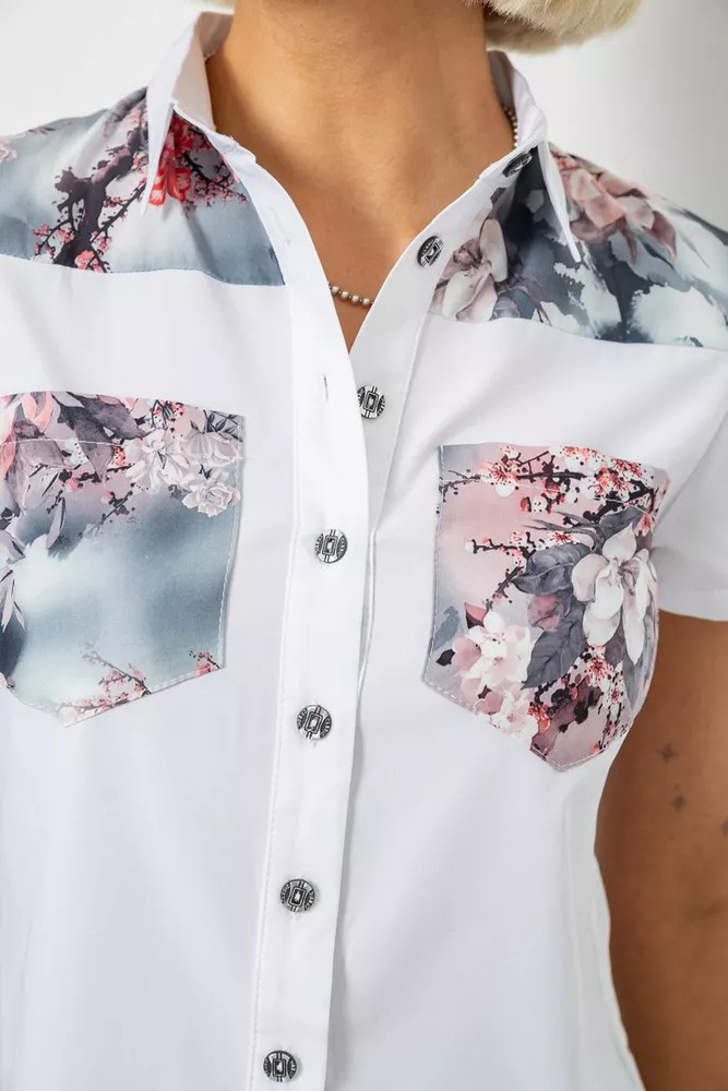Купити Сорочка класична з принтом  -уцінка, колір білий, 230R7211-U-18 - Фото №5