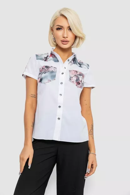 Сорочка класична з принтом  -уцінка, колір білий, 230R7211-U-18