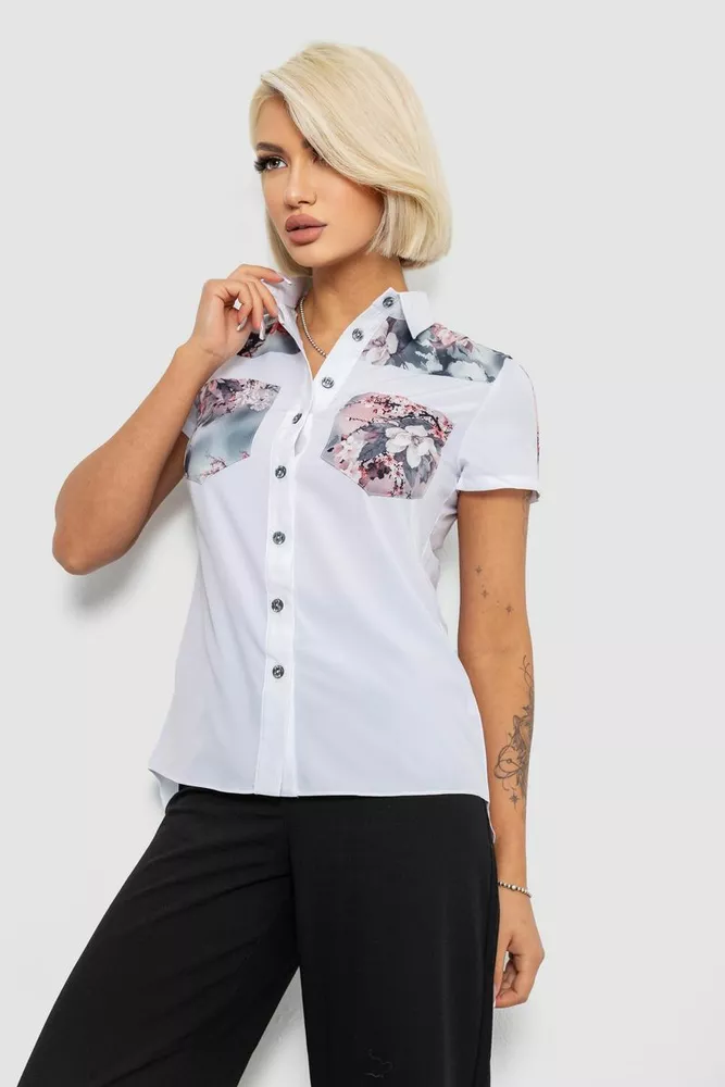 Купити Сорочка класична з принтом  -уцінка, колір білий, 230R7211-U-20 - Фото №3