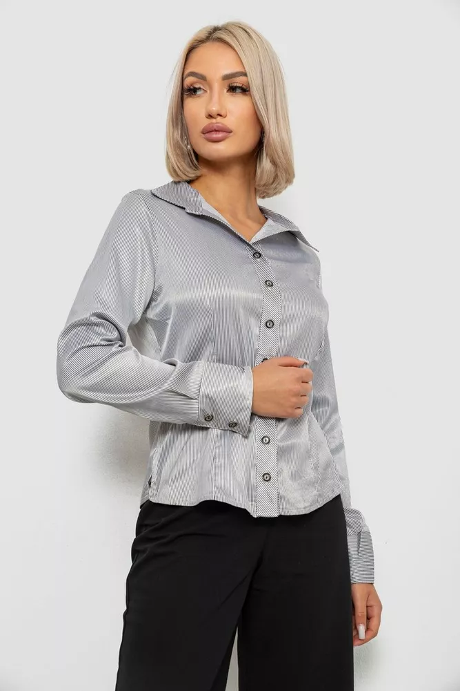 Купити Сорочка класична в смужку, колір біло-чорний, 230R66-1 - Фото №3