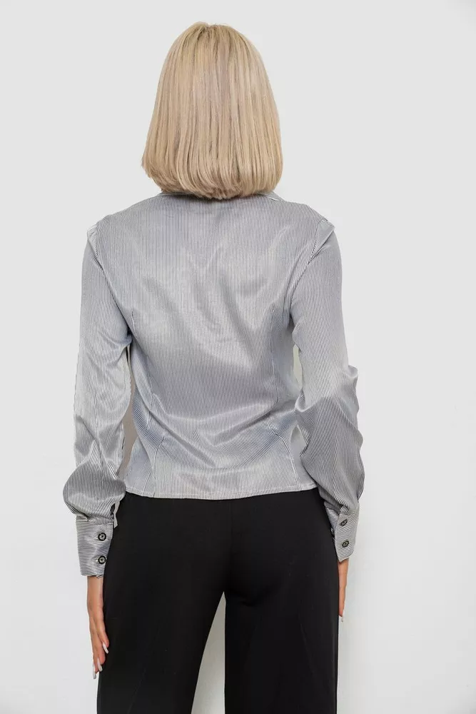 Купити Сорочка класична в смужку, колір біло-чорний, 230R66-1 - Фото №4