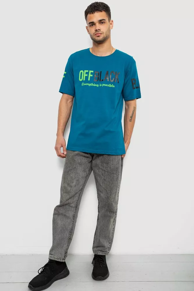 Купить Футболка мужская с принтом, цвет бирюзовый, 244R1015 - Фото №2
