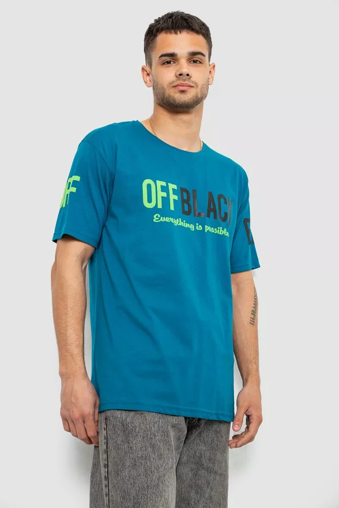 Купить Футболка мужская с принтом, цвет бирюзовый, 244R1015 - Фото №3