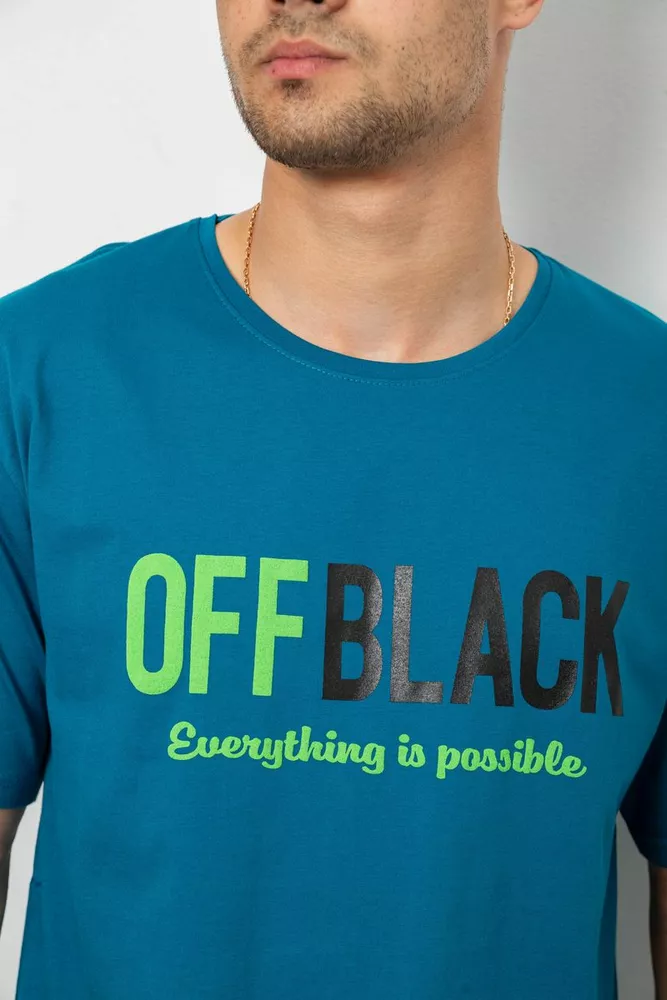 Купить Футболка мужская с принтом, цвет бирюзовый, 244R1015 - Фото №5