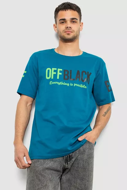 Футболка чоловіча з принтом, колір бірюзовий, 244R1015
