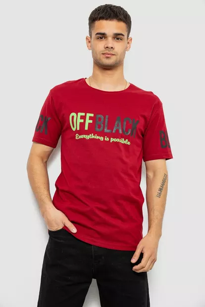 Футболка чоловіча з принтом, колір бордовий, 244R1015