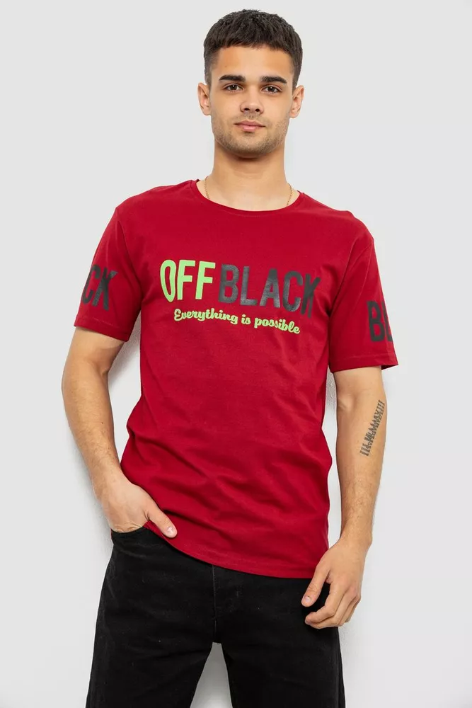 Купить Футболка мужская с принтом, цвет бордовый, 244R1015 - Фото №1