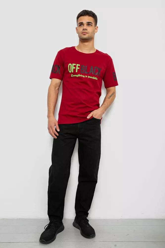 Купить Футболка мужская с принтом, цвет бордовый, 244R1015 - Фото №2