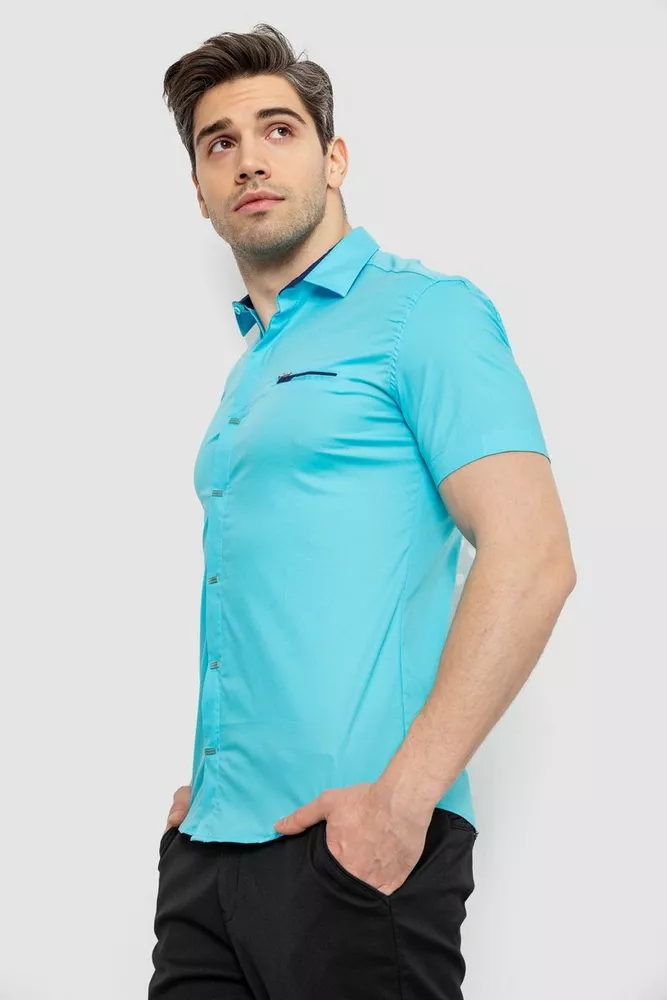 Купить Мужская рубашка однотонная, цвет голубой, 186R7008 - Фото №3
