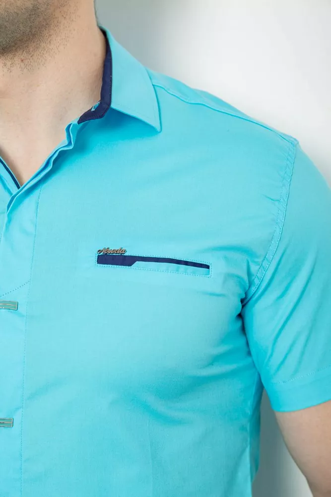 Купить Мужская рубашка однотонная, цвет голубой, 186R7008 - Фото №5