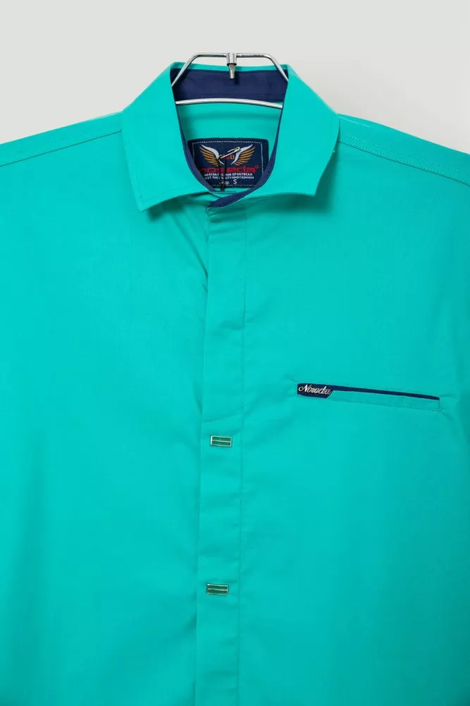 Купить Мужская рубашка однотонная, цвет зеленый, 186R7008 - Фото №2