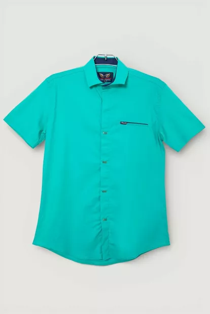 Мужская рубашка однотонная, цвет зеленый, 186R7008