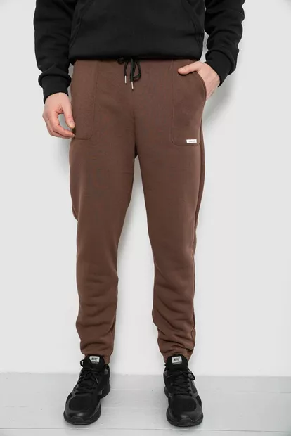 Спортивные штаны мужские на флисе, цвет коричневый, 129RA9998