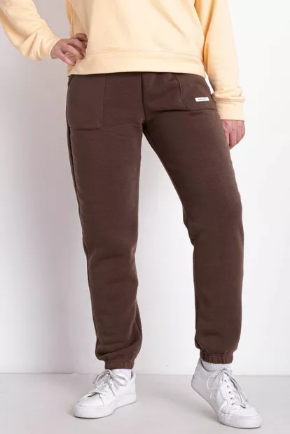 Спортивные штаны мужские на флисе, цвет коричневый, 129RA9998