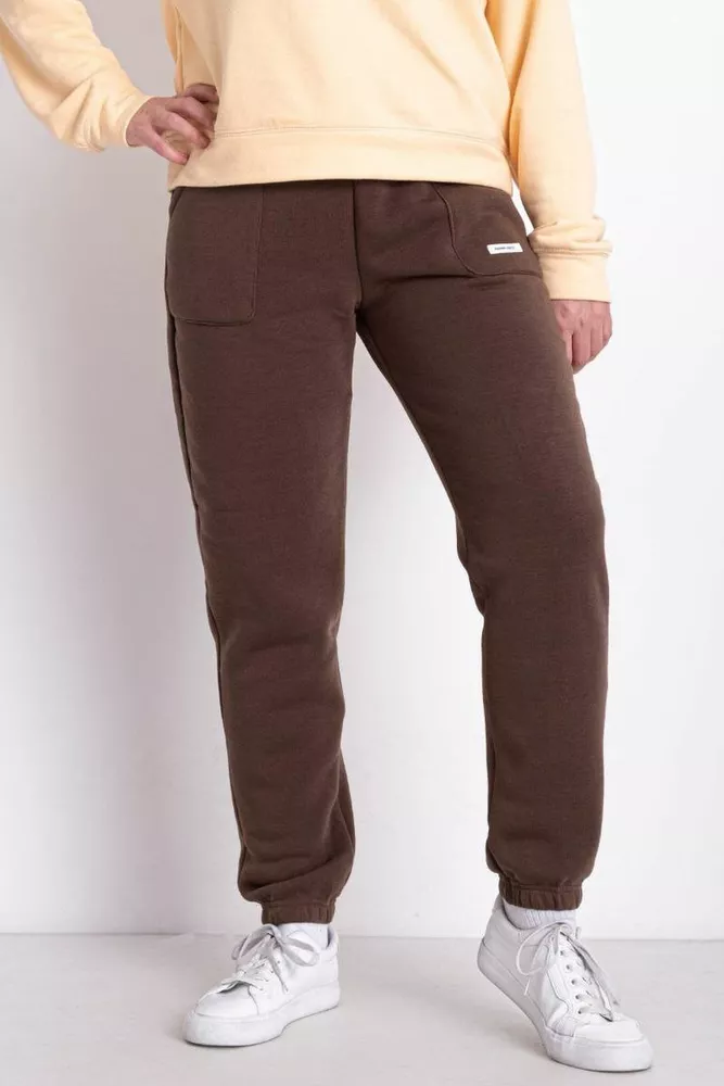 Купить Спортивные штаны мужские на флисе, цвет коричневый, 129RA9998 - Фото №1