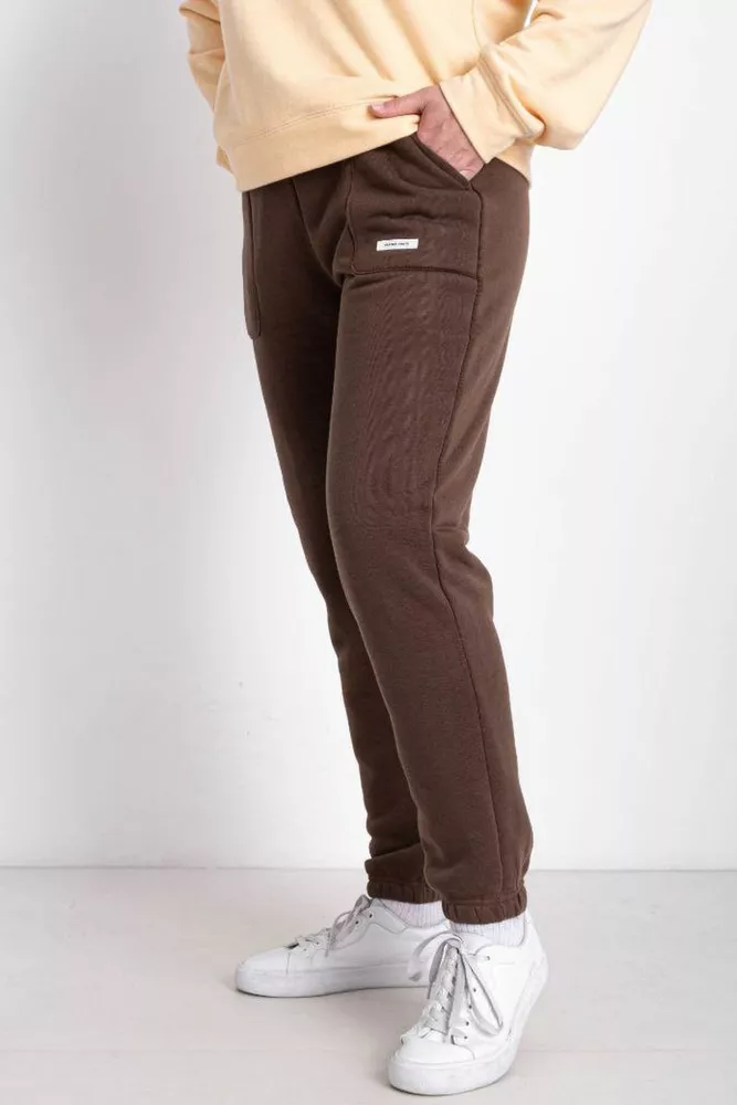 Купить Спортивные штаны мужские на флисе, цвет коричневый, 129RA9998 - Фото №2