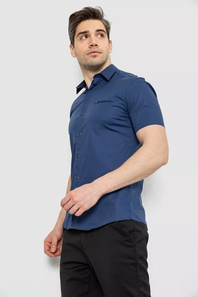 Купити Чоловіча сорочка однотонна, колір синій, 186R7008 - Фото №3