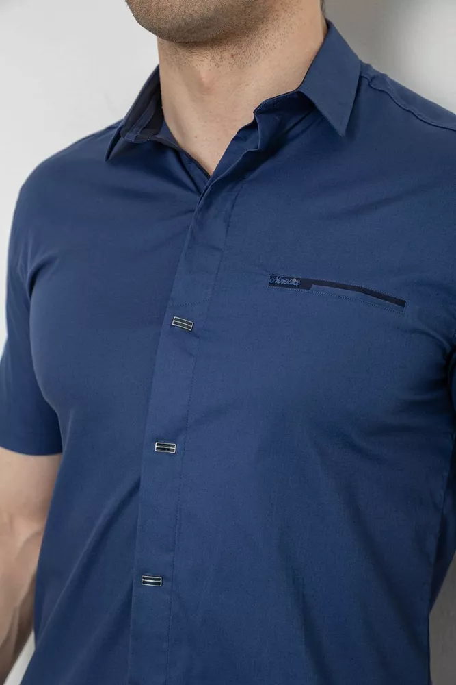 Купити Чоловіча сорочка однотонна, колір синій, 186R7008 - Фото №5