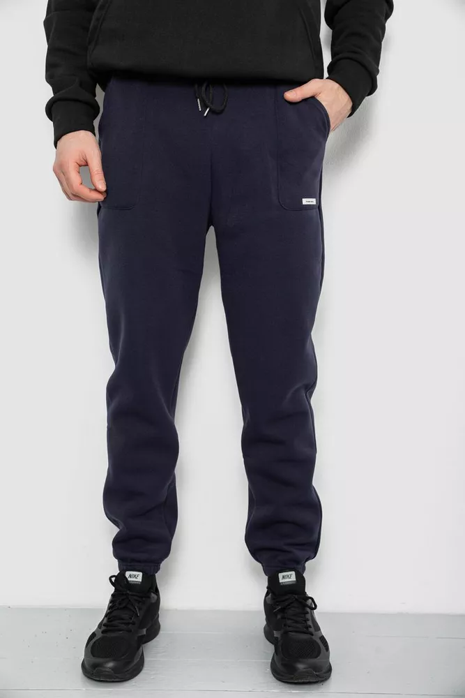 Купити Спортивні штани чоловічі на флісі, колір синій, 129RA9998 - Фото №1