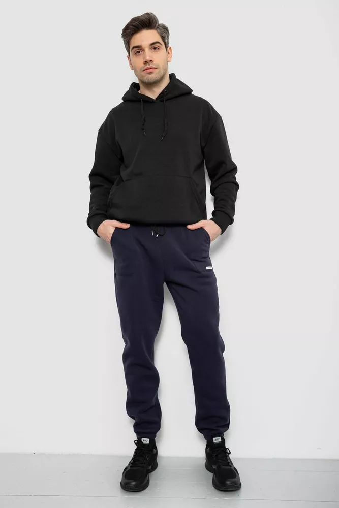 Купити Спортивні штани чоловічі на флісі, колір синій, 129RA9998 - Фото №2