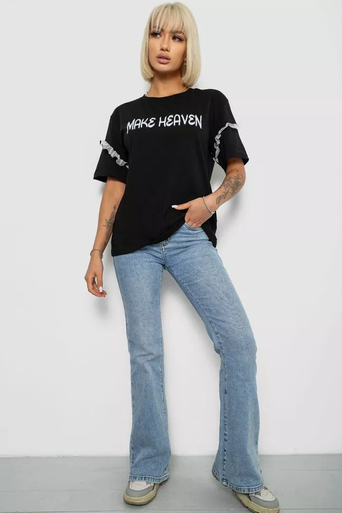 Купить Футболка женская с принтом, цвет черный, 244R2351 - Фото №2