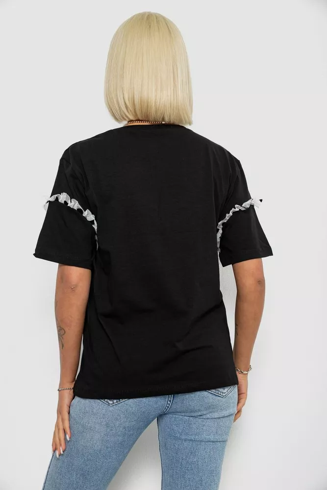 Купить Футболка женская с принтом, цвет черный, 244R2351 - Фото №4