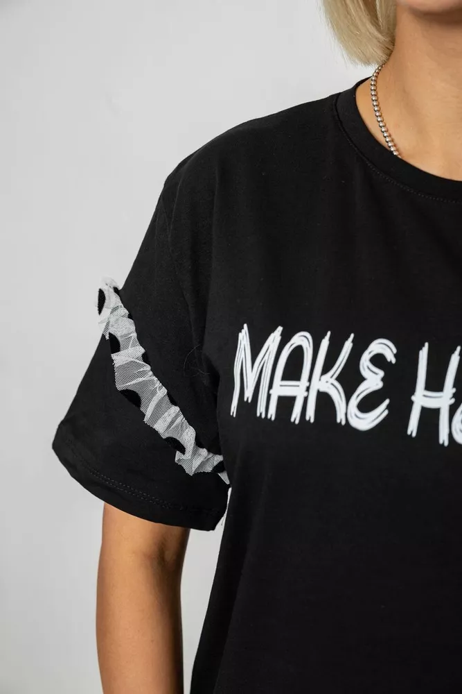 Купить Футболка женская с принтом, цвет черный, 244R2351 - Фото №5