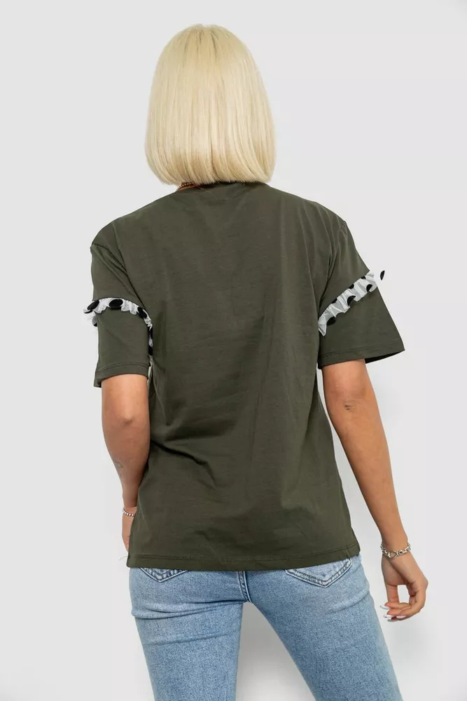Купити Футболка жіноча з принтом, колір хакі, 244R2351 - Фото №4