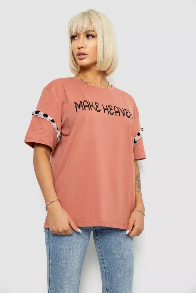 Купити Футболка жіноча з принтом, колір пудровий, 244R2351 - Фото №3