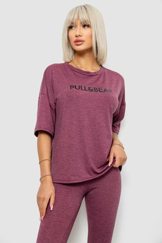 Купити Костюм домашній жіночий з принтом, колір сливовий, 257R738-1 оптом - Фото №2