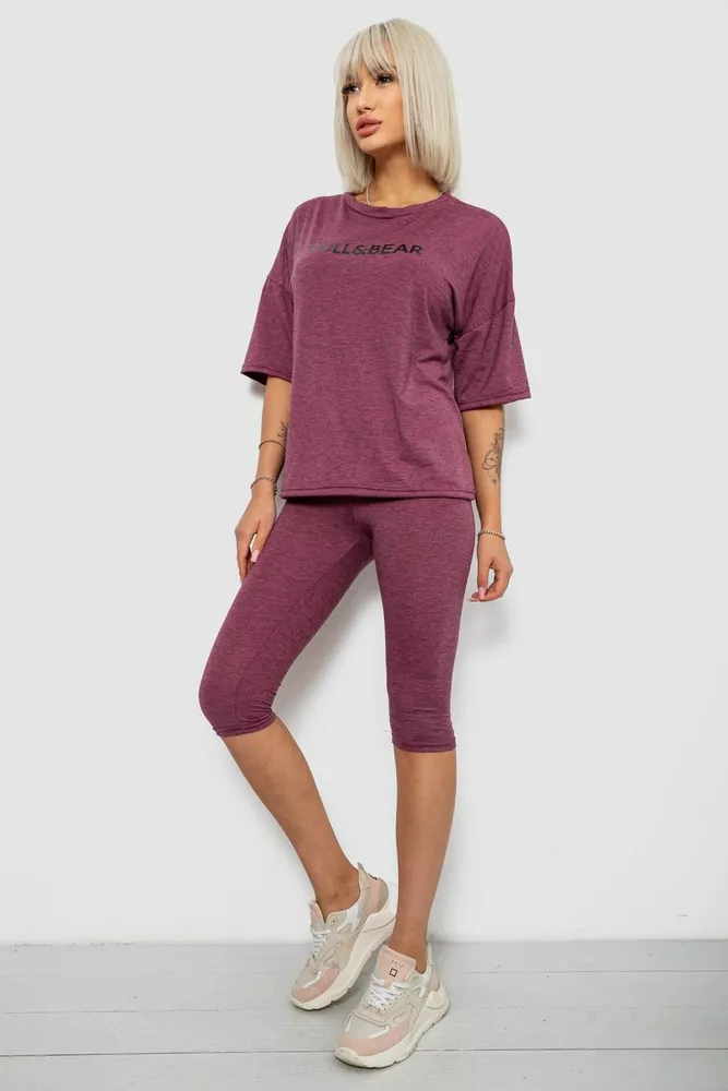 Купити Костюм домашній жіночий з принтом, колір сливовий, 257R738-1 оптом - Фото №3