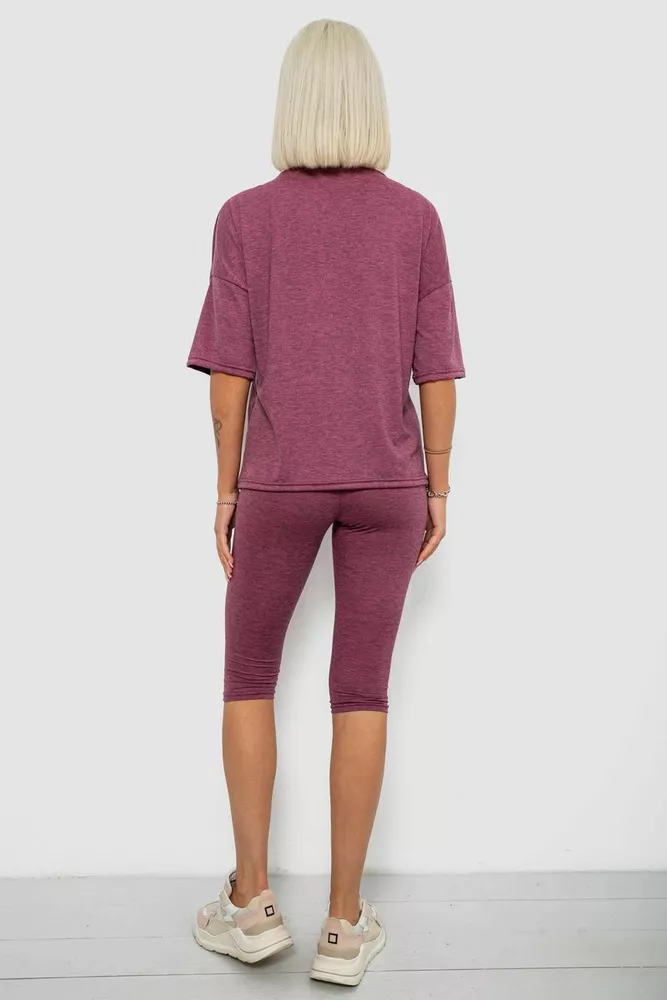 Купити Костюм домашній жіночий з принтом, колір сливовий, 257R738-1 оптом - Фото №4