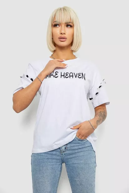 Футболка жіноча з принтом, колір білий, 244R2351