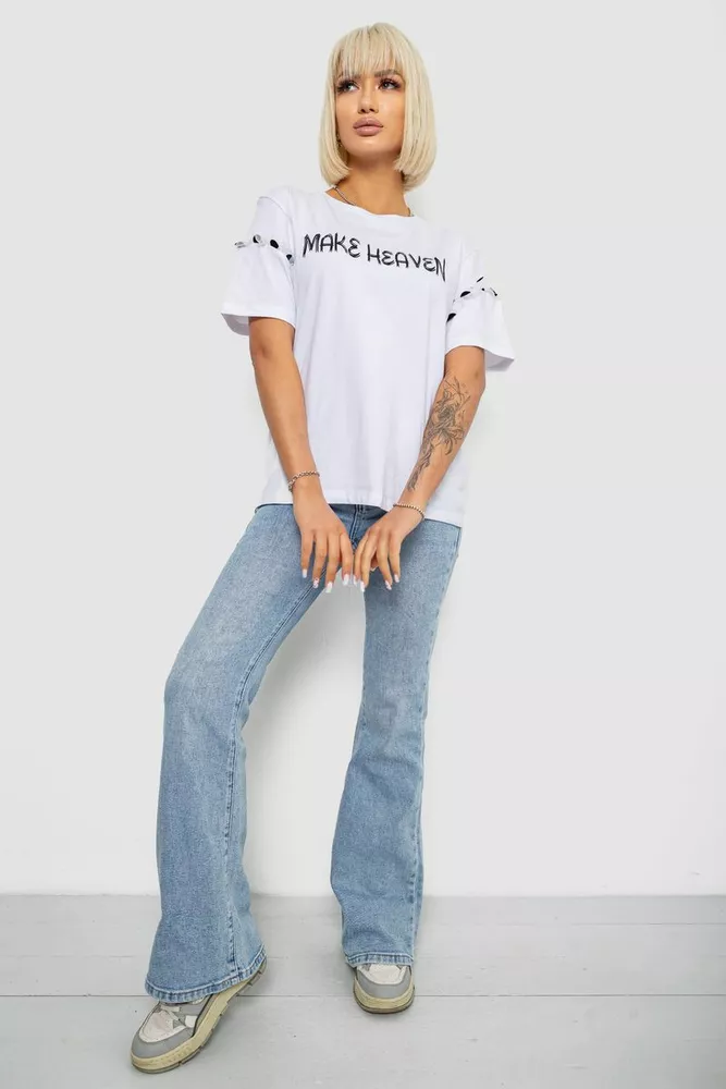 Купить Футболка женская с принтом, цвет белый, 244R2351 - Фото №2