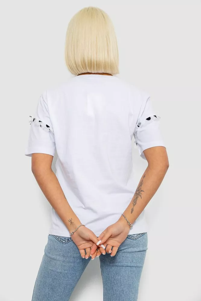 Купить Футболка женская с принтом, цвет белый, 244R2351 - Фото №4