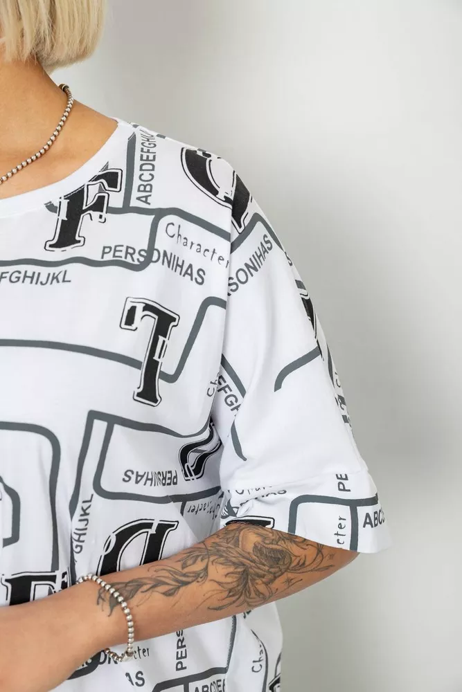 Купити Футболка жіноча з принтом  -уцінка, колір білий, 244R4016-U - Фото №5