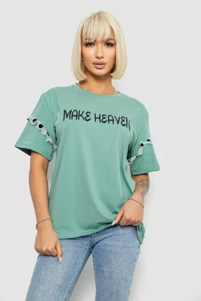 Футболка жіноча з принтом, колір оливковий, 244R2351