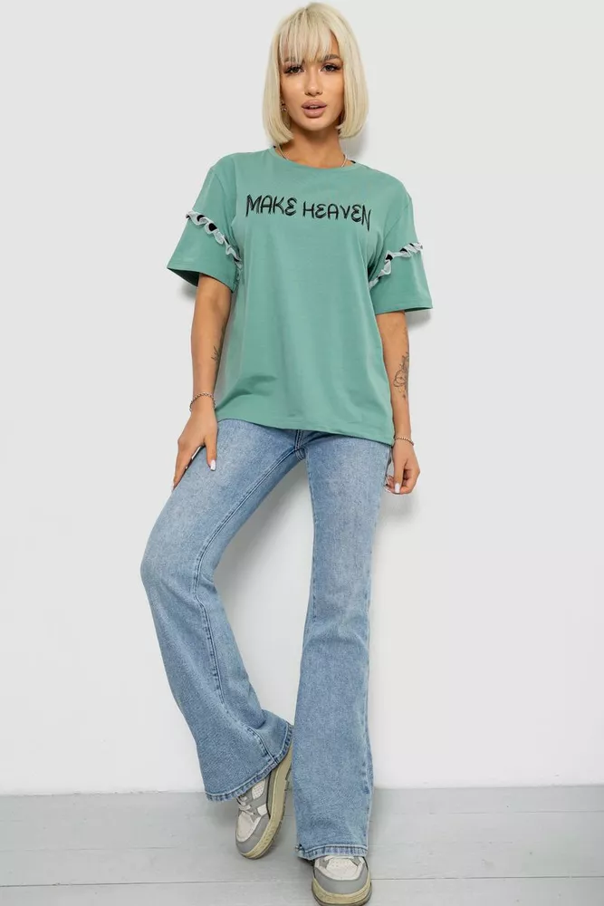 Купити Футболка жіноча з принтом, колір оливковий, 244R2351 - Фото №2