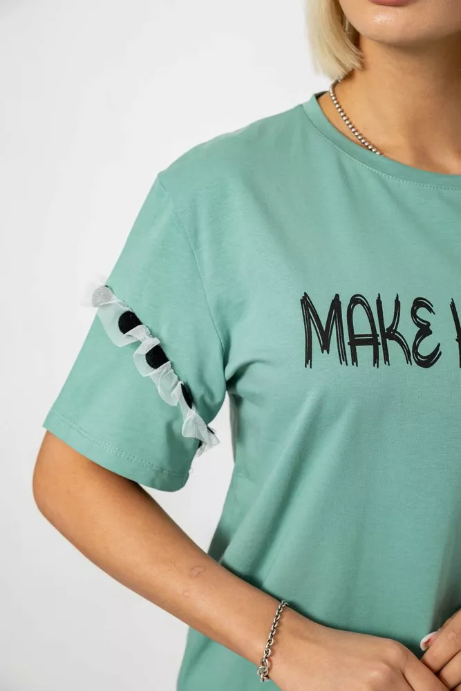 Купити Футболка жіноча з принтом, колір оливковий, 244R2351 - Фото №5