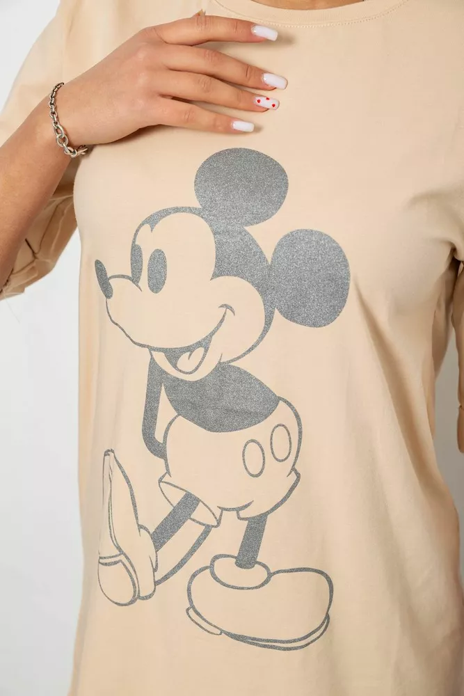 Купити Футболка жіноча з принтом  -уцінка, колір бежевий, 244R1023-U оптом - Фото №5