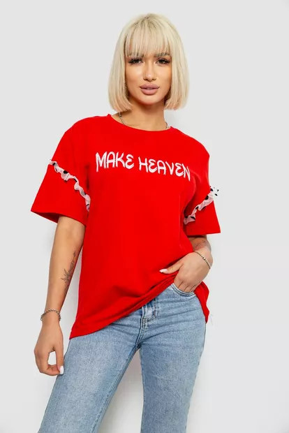 Футболка женская с принтом, цвет красный, 244R2351